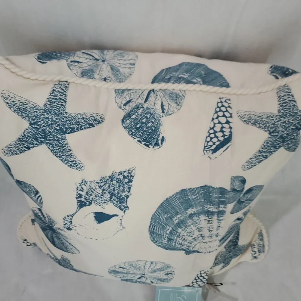 NWT Stratford Beach House Shell Coastal Canvas Down Filled Nautical Decor Pillow